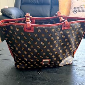 Dooney and bourke brown leather small tote bag